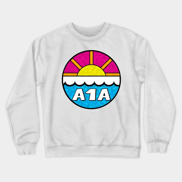 Florida Route A1A Daytona Beach West Palm Key West Melbourne Jacksonville Saint Augustine Miami Crewneck Sweatshirt by TravelTime